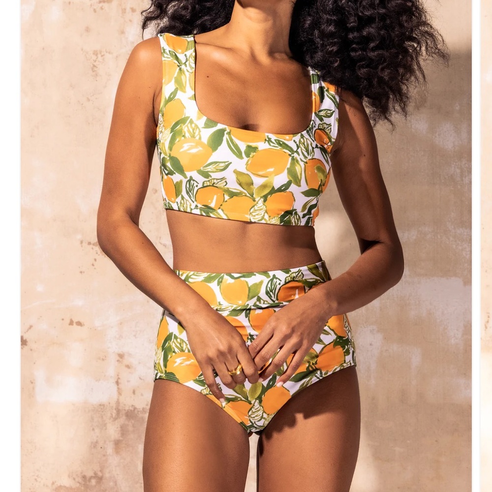 Mott 50 Clementine square neck two-piece high-waist full-coverage swimsuit NWT